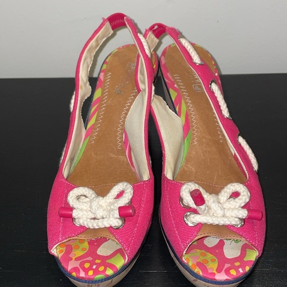SPERRY TOPSIDER SOUTHPORT PINK SLINGBACK WEDGES. Size 9 - Picture 5 of 10